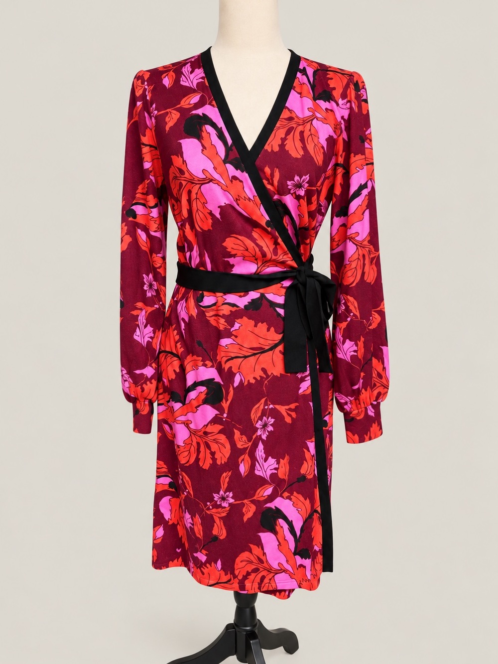 DVF Luella Wrap Mini Dress Merino Wool Grape Leaf Cabernet M NWT